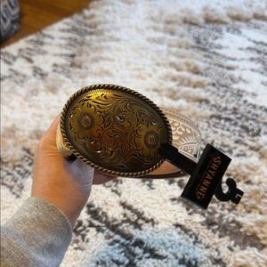 Gold & Off-White/Cream/Tan Western Belt